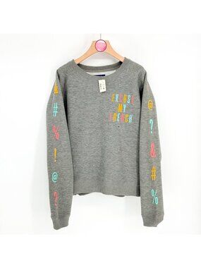 Aeropostale Excuse My French Crew Sweatshirt Cozy Soft Gray Fleece - Size XL NWT